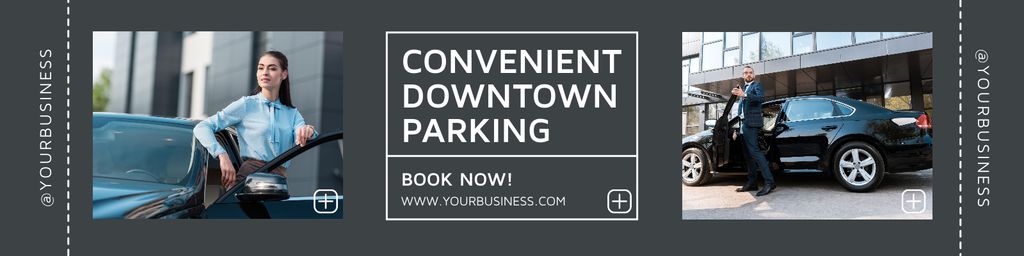 Designvorlage Downtown Parking Booking Announcement für Twitter