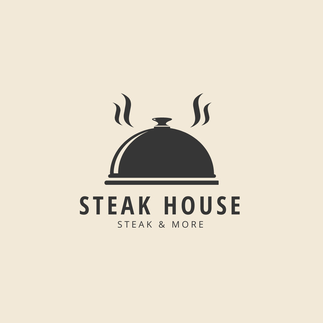 Steak Restaurant Emblem with Dish Logo 1080x1080pxデザインテンプレート