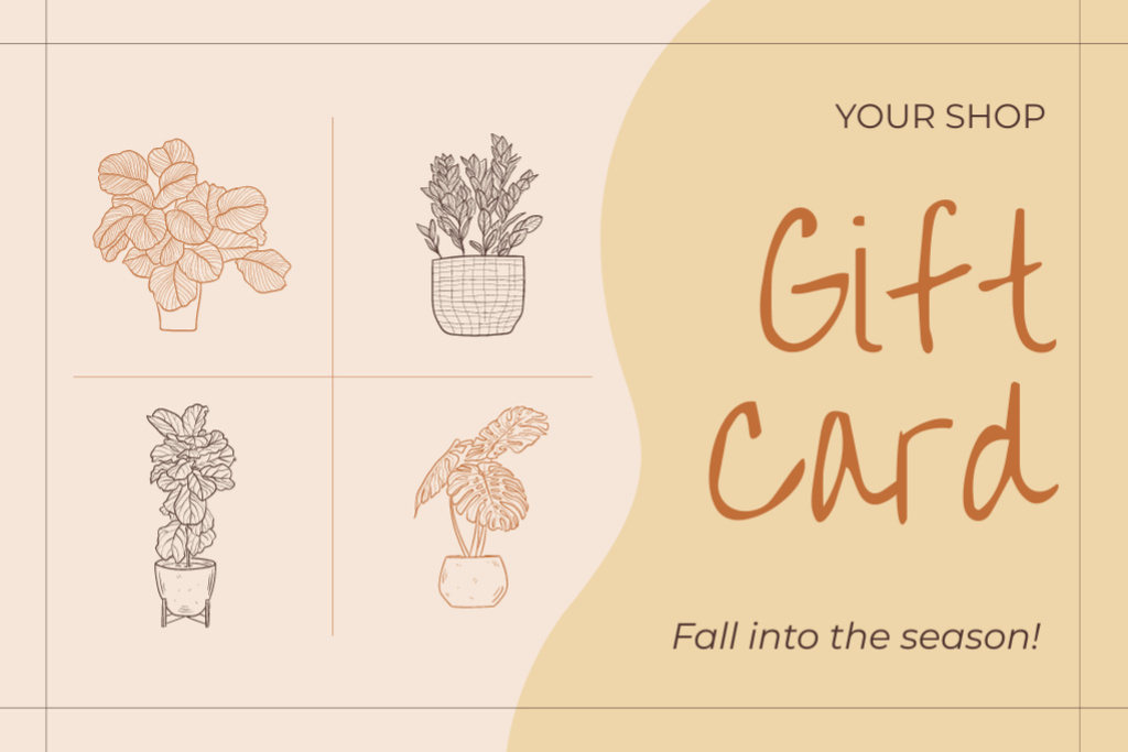 Designvorlage Various Plants And Home Decor Offer für Gift Certificate