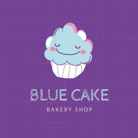 Bakery Ad with Yummy Smiling Cupcake Logo Design Template