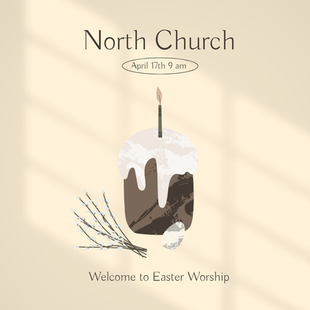 Easter Holiday Celebration in Church Instagram AD Design Template