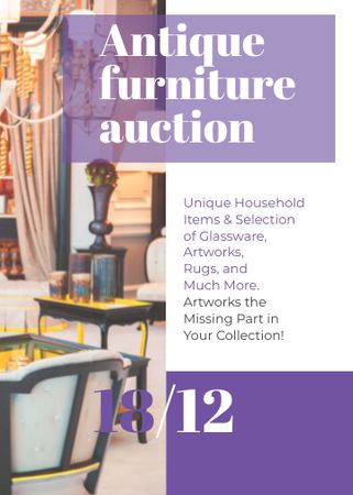 Ontwerpsjabloon van Invitation van Antique Furniture Auction Vintage Wooden Pieces