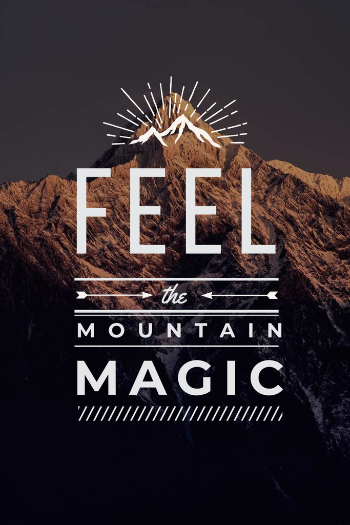 Inspirational Quote with Mountain Landscape Pinterest Modelo de Design