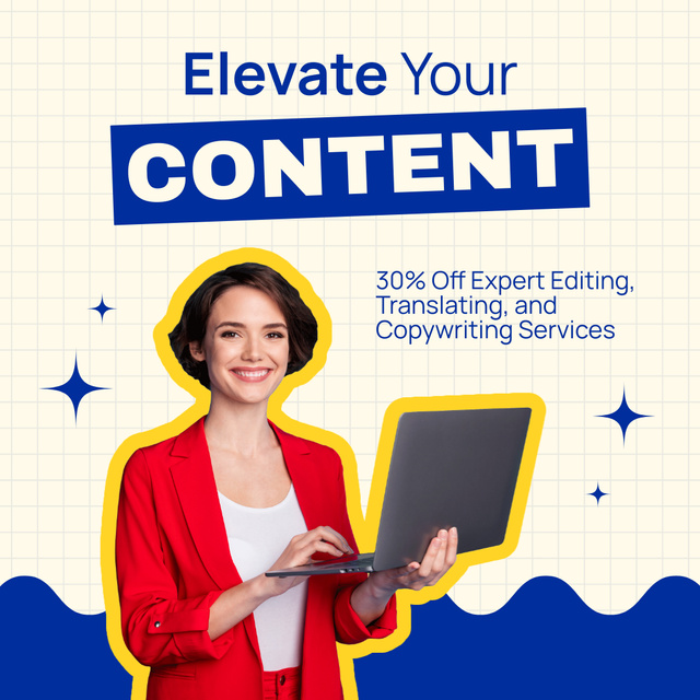 Content Writing And Translating Service At Reduced Price Instagram Πρότυπο σχεδίασης
