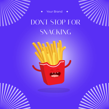Funny Bouncing Box of French Fries Animated Post Design Template