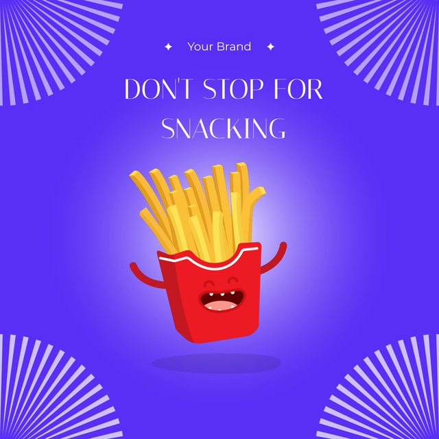 Funny Bouncing Box of French Fries Animated Post Šablona návrhu