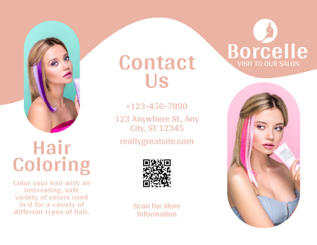 Template di design Giovane donna con ciocche di capelli colorate Brochure 8.5x11in