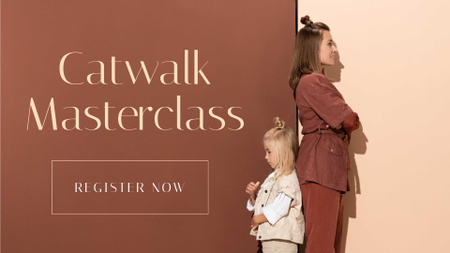 Szablon projektu masterclass ogłoszenie imprezy ze stylową małą dziewczynką i kobietą FB event cover
