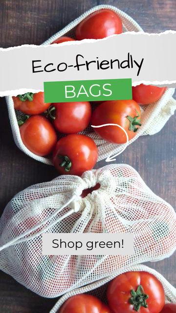 White Knitted Net Bags Promotion With Tomatoes TikTok Video Πρότυπο σχεδίασης