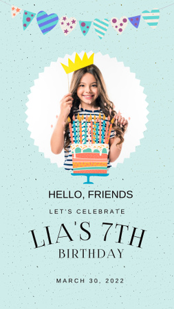 Birthday Announcement with Happy Girl Instagram Story Design Template