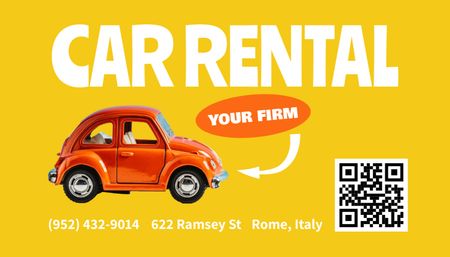 Car Rental Services Ad on Yellow Business Card US Design Template