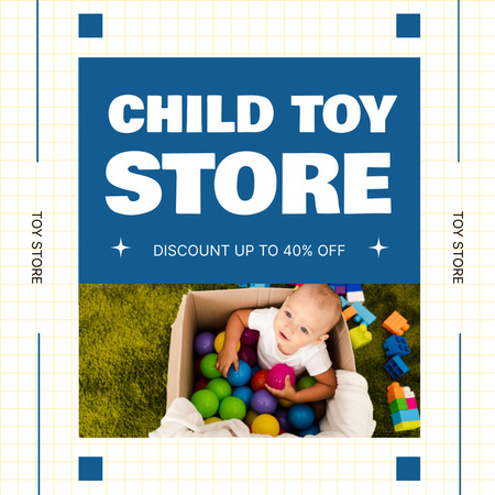 Cute Child Playing with Colorful Balls Instagram AD Design Template