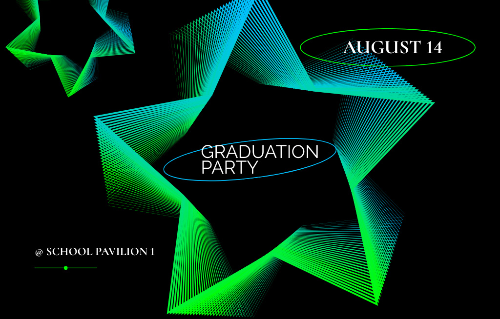 Graduation Party Announcement With Bright Stars Invitation 4.6x7.2in Horizontalデザインテンプレート