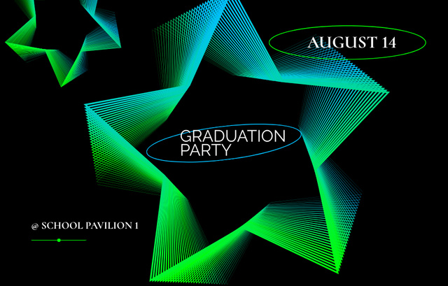 Graduation Party Announcement With Bright Stars Invitation 4.6x7.2in Horizontal Šablona návrhu