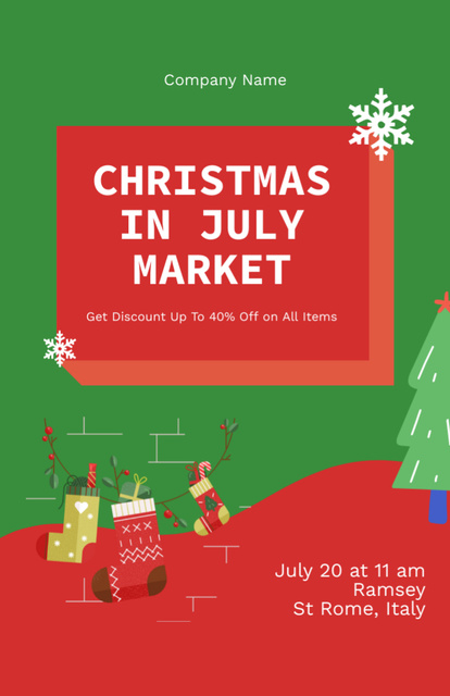 Christmas in July Market Event Flyer 5.5x8.5in Design Template