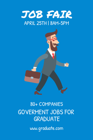 Platilla de diseño Event Ad with Happy Businessman Walking to Job Fair Flyer 4x6in