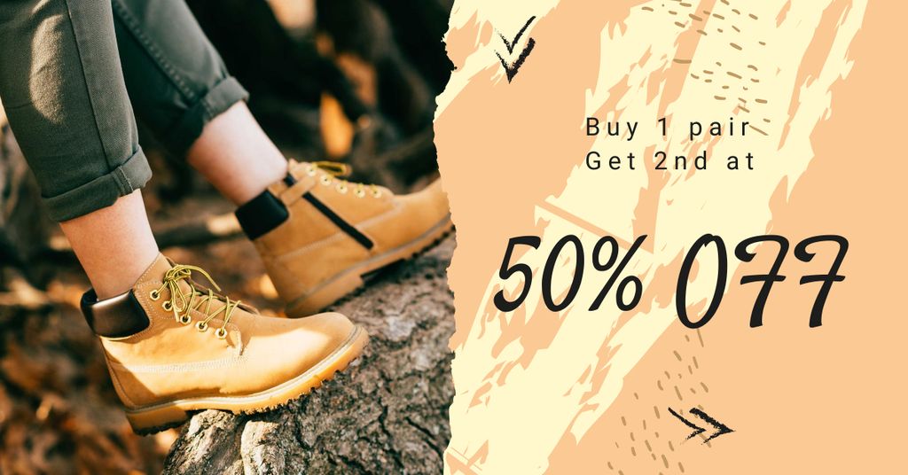 Special Discount Offer on Hiking Shoes Facebook AD Πρότυπο σχεδίασης