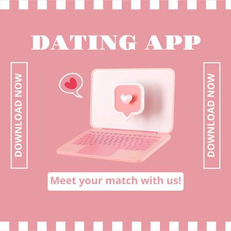 Promoção de aplicativo de namoro em rosa Instagram Modelo de Design