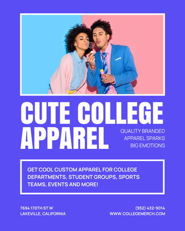 Modèle de visuel Cute College Apparel and Merchandise Offer with Young Students - Poster 16x20in