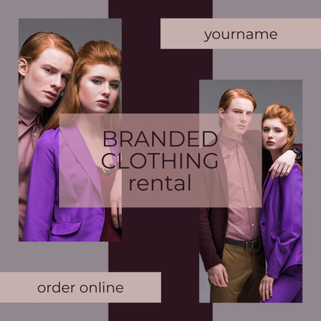 Vuokravaatteita tilaamalla violetti Instagram Design Template