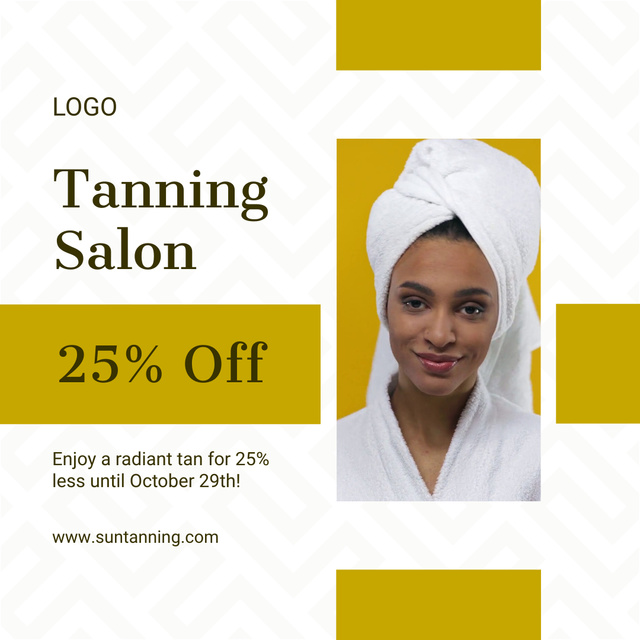 Discount on Tanning Salon Services with African American Woman Animated Post Tasarım Şablonu