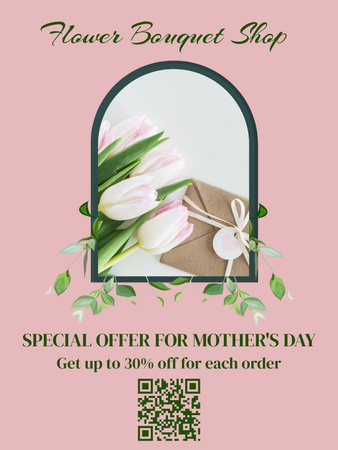Special Offer on Mother's Day with Flowers and Gift Poster US Design Template