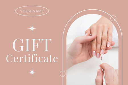 Special Offer of Manicure in Beauty Salon Gift Certificate Design Template