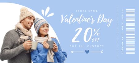 Valentine's Day Sale with Couple in Knitwear Coupon 3.75x8.25in Design Template