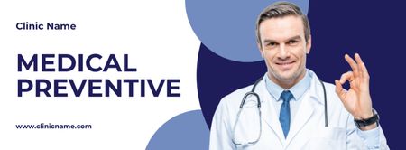 Healthcare Services with Doctor showing Gesture Facebook cover Design Template