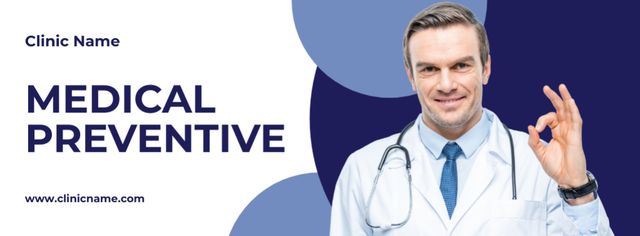 Plantilla de diseño de Healthcare Services with Doctor showing Gesture Facebook cover 