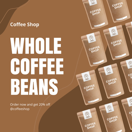 Coffee Shop Promotion on Brown Background Instagram Modelo de Design