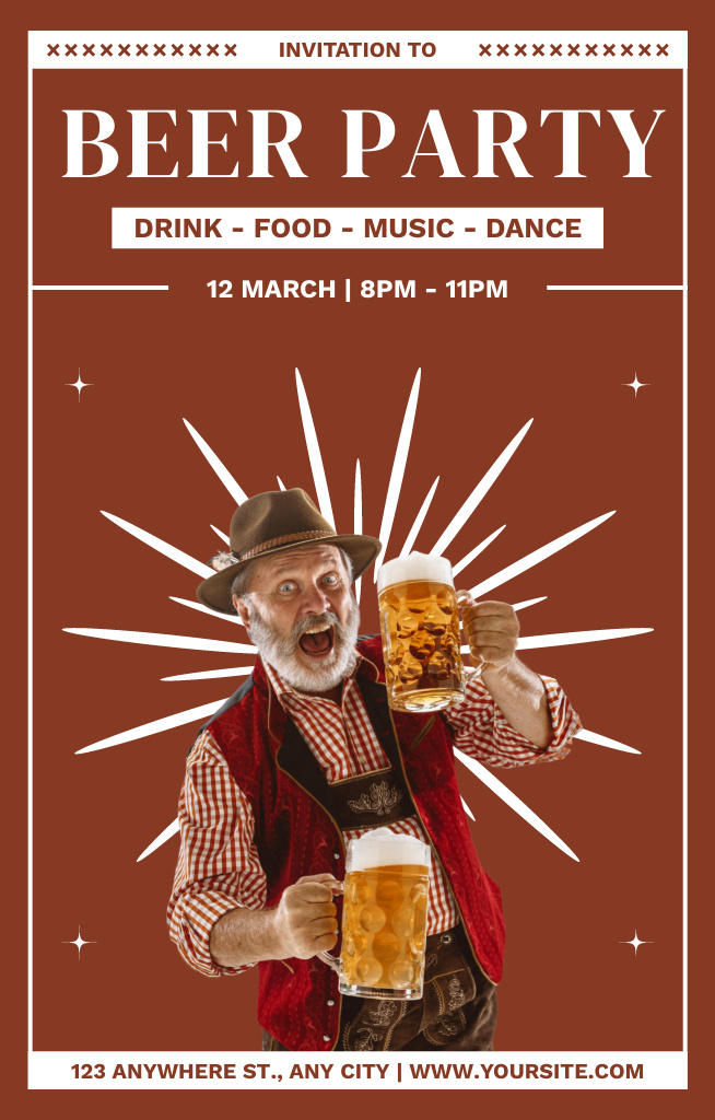 Beer Party and Entertainments Invitation 4.6x7.2in tervezősablon