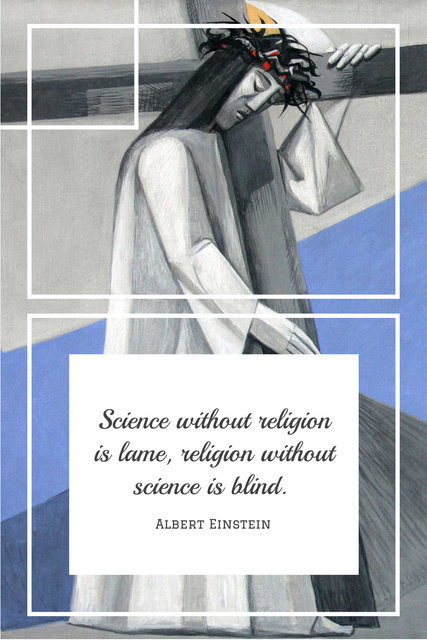Ontwerpsjabloon van Pinterest van Citation about science and religion