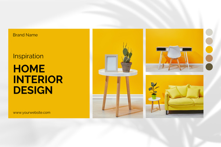 Plantilla de diseño de Inspiración de diseño de interiores amarillo Mood Board 
