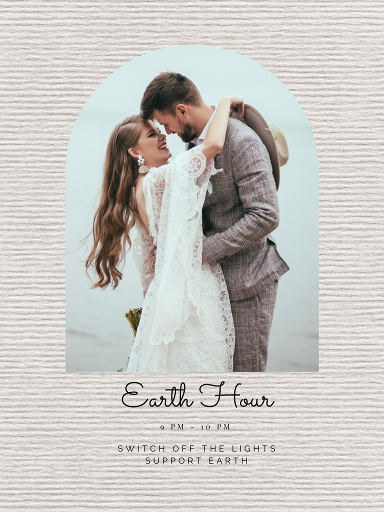 Wedding Invitation with Happy Newlyweds on Seacost Poster US Tasarım Şablonu