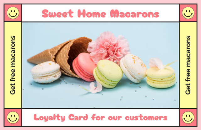 Ontwerpsjabloon van Business Card 85x55mm van Macaroons Retail Loyalty Program