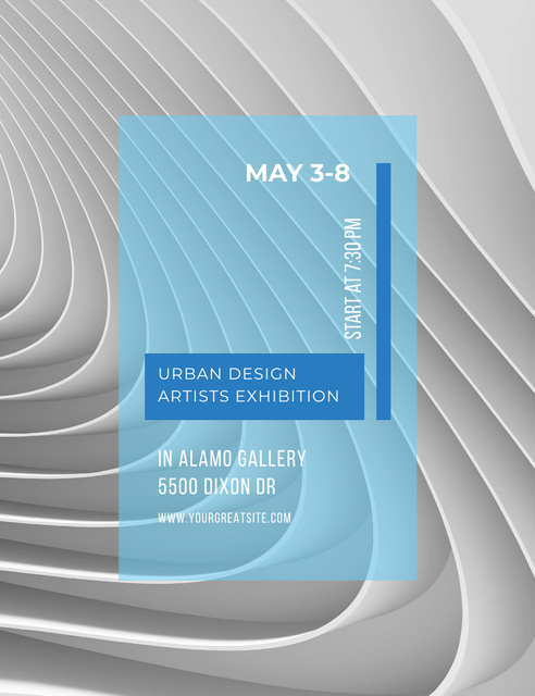 Urban Design Artists Exhibition Announcement with Wavy Pattern Invitation 13.9x10.7cm – шаблон для дизайна