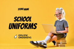 Conservative School Uniforms Offer In Yellow With Laptop