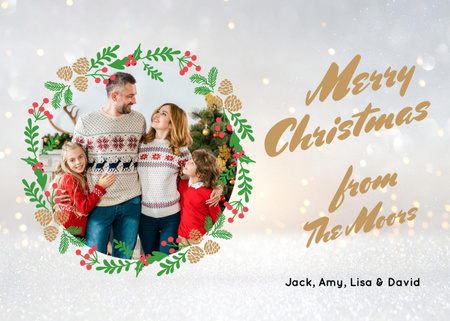 Christmas Greeting Family Hugging Postcard 5x7in Design Template