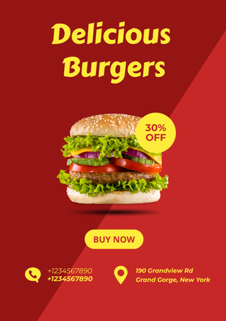 Fast Food Offer with Tasty Burger Poster Šablona návrhu