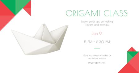Designvorlage Origami Klasse Angebot mit Papiervogel für Facebook AD