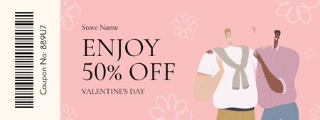 Enjoy Valentine's Day Discount on Clothes Coupon Design Template