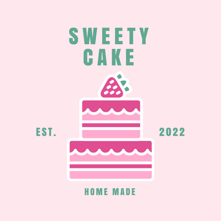 Bakery Ad with Delicious Cake Logo Design Template