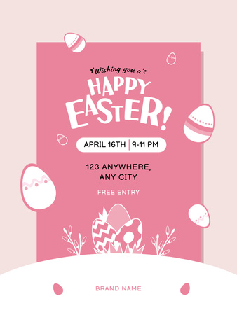 Plantilla de diseño de Huevos de Pascua teñidos tradicionales en rosa Poster US 