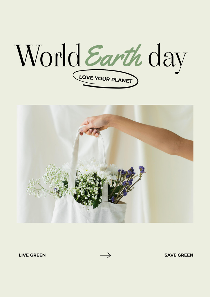 World Earth Day Announcemen with Eco Bag Poster B2 Design Template