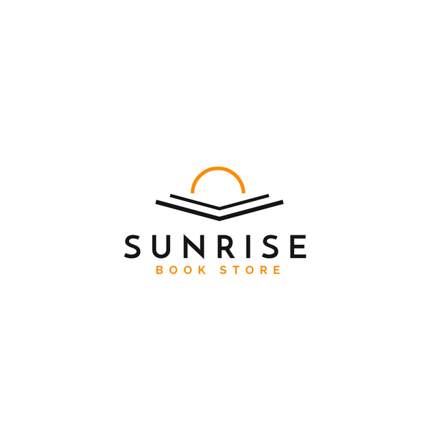 Open Book with Sun on Pages Logo Design Template