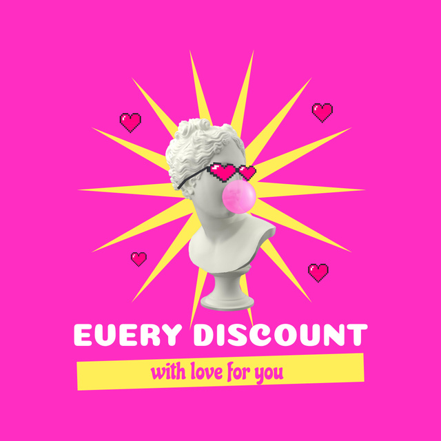 Valentine's Day Special Offer with Statue in Pink Instagram Design Template