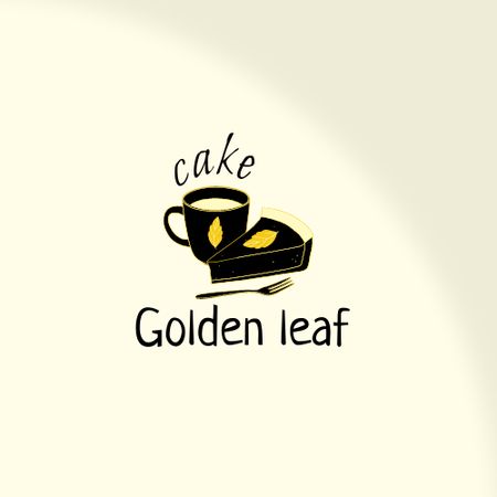 Designvorlage Yummy Cake and Coffee with Autumn Leaf für Logo