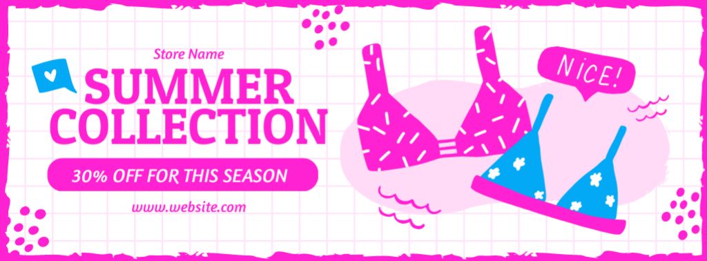 Summer Swimwear Pink Collection With Discounts Offer Facebook cover Design Template