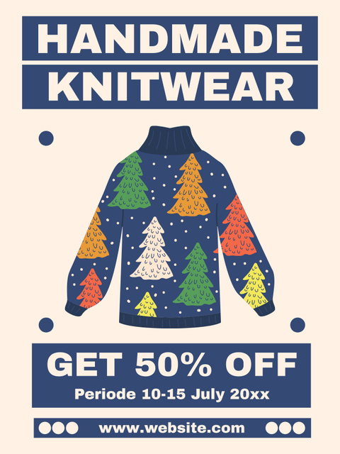 Discount for Knitwear with Cute Holiday Sweater Poster US Šablona návrhu